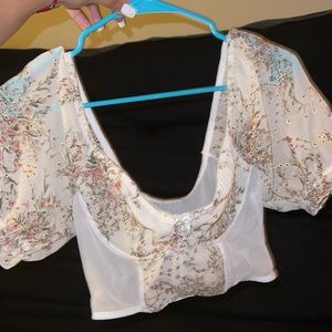 Mesh floral corset top